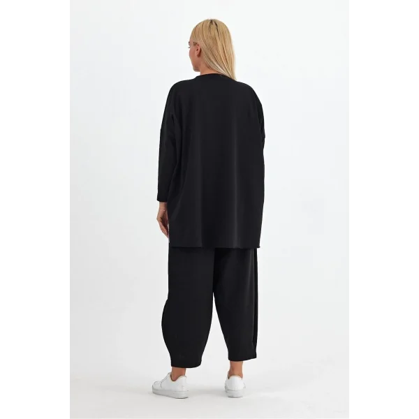 Denim cepli oversize takım-Siyah