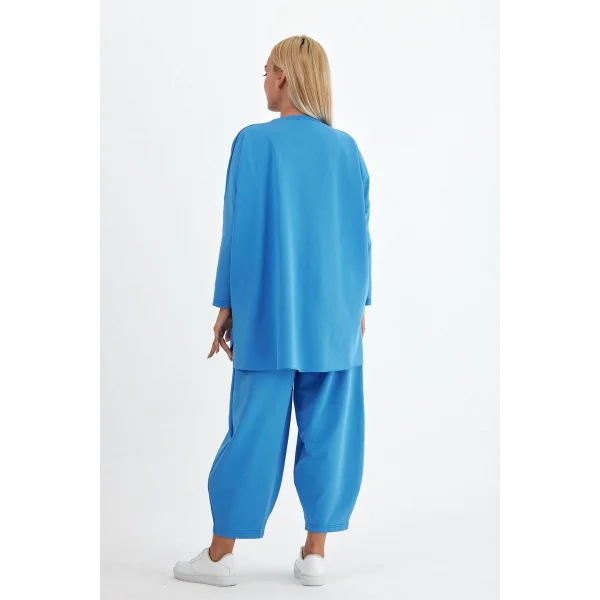 Denim cepli oversize takım-Mavi