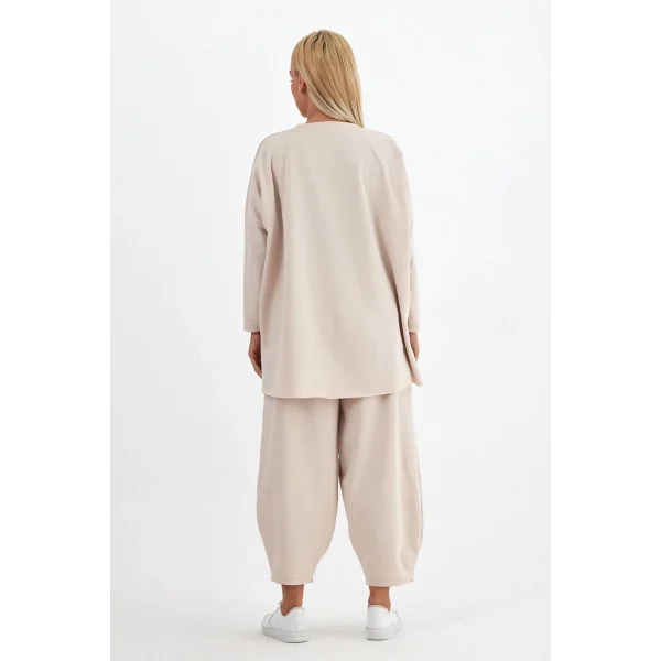 Denim cepli oversize takım-Bej