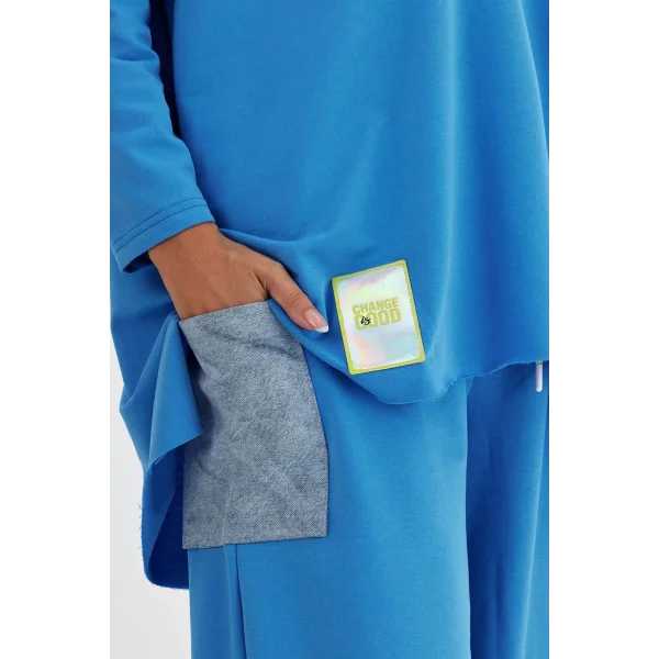 Denim cepli oversize takım-Mavi