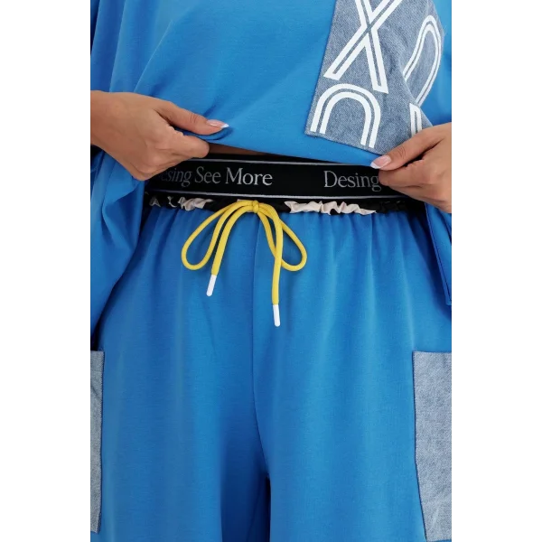 Denim cepli oversize takım-Mavi