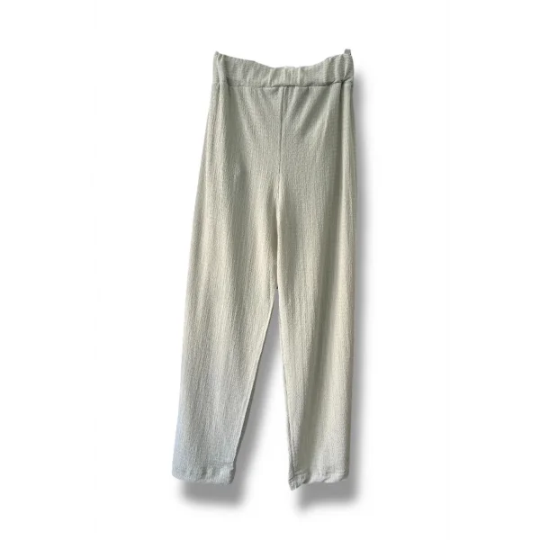 Dökümlü düz kesim bağcıklı pantolon-Bej