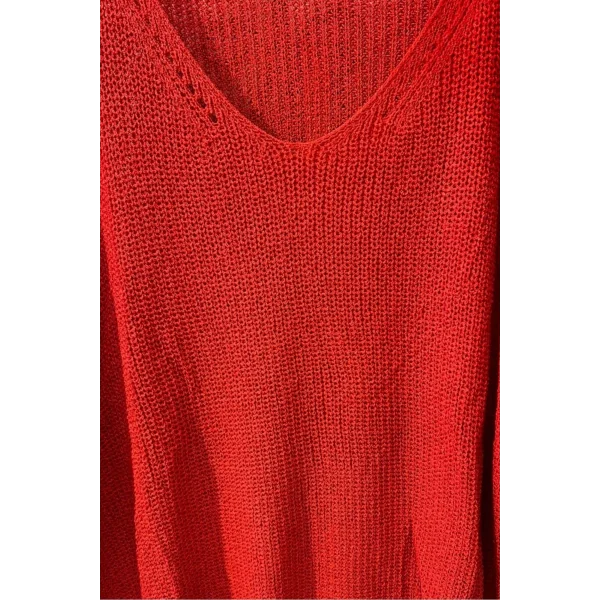 Duru Oversize Merserize Triko-kırmızı