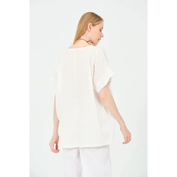 Kadın %100 Pamuklu T-Shirt (Kolye Hediyeli)-Beyaz