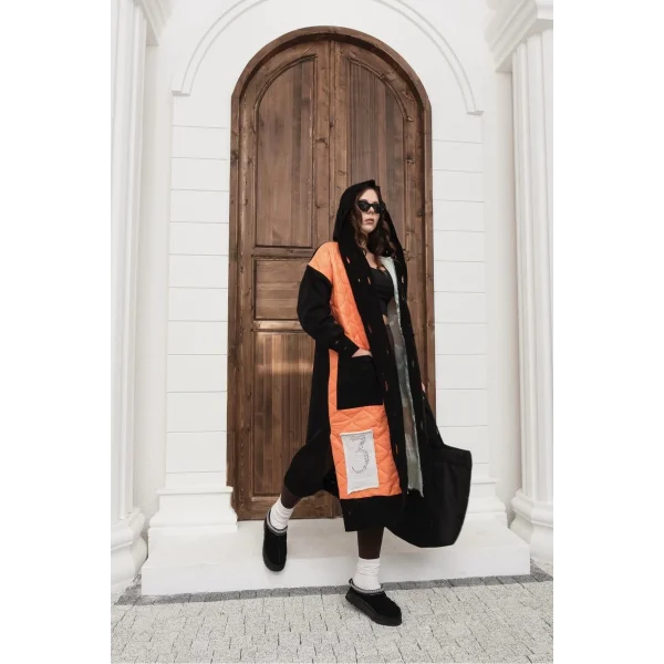 Kadın Kapitone Uzun Mont - Kapüşonlu Oversize Mont - 38-46 Beden Uyumu - Kışlık Rahat Şık