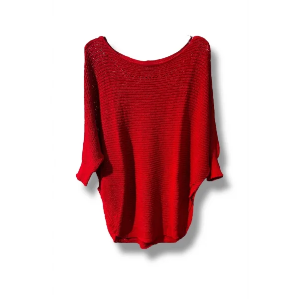 Kadın Merserize Triko Bluz Oversize Salaş Kalıp 38-52 Beden Uyumlu-Kırmızı