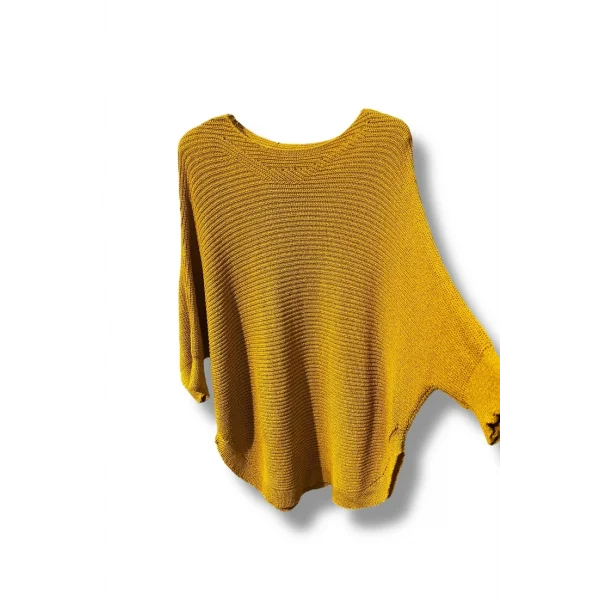 Kadın Merserize Triko Bluz Oversize Salaş Kalıp 38-52 Beden Uyumlu-Hardal sarı
