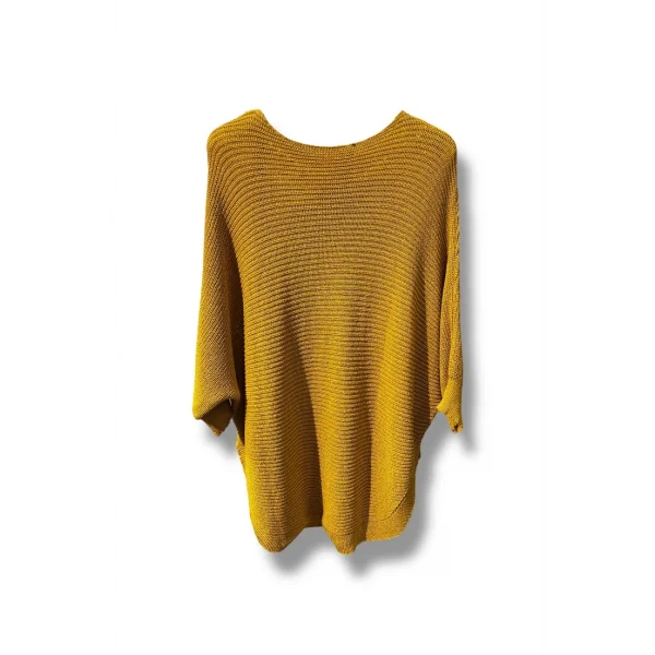 Kadın Merserize Triko Bluz Oversize Salaş Kalıp 38-52 Beden Uyumlu-Hardal sarı