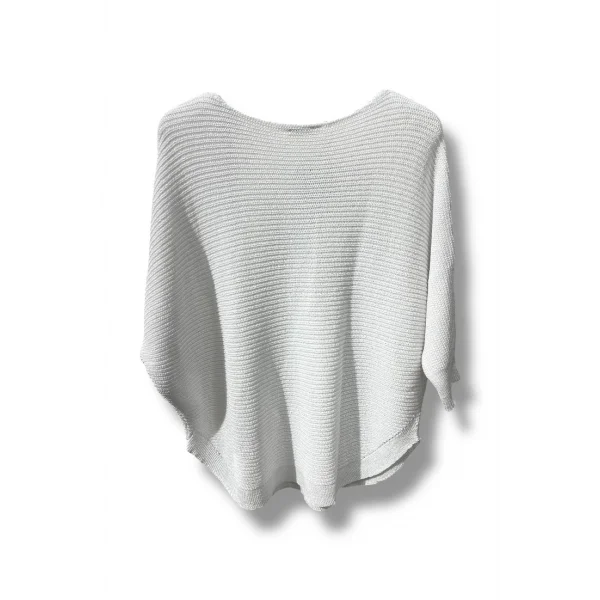 Kadın Merserize Triko Bluz Oversize Salaş Kalıp 38-52 Beden Uyumlu-Beyaz