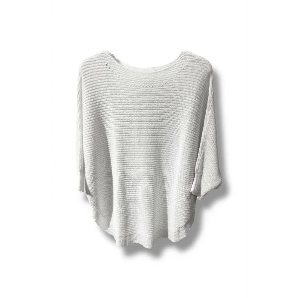 Kadın Merserize Triko Bluz Oversize Salaş Kalıp 38-52 Beden Uyumlu-Beyaz