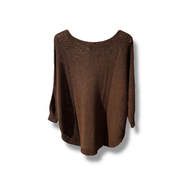 Kadın Merserize Triko Bluz Oversize Salaş Kalıp 38-52 Beden Uyumlu-Kahve
