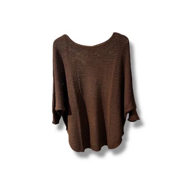 Kadın Merserize Triko Bluz Oversize Salaş Kalıp 38-52 Beden Uyumlu-Kahve