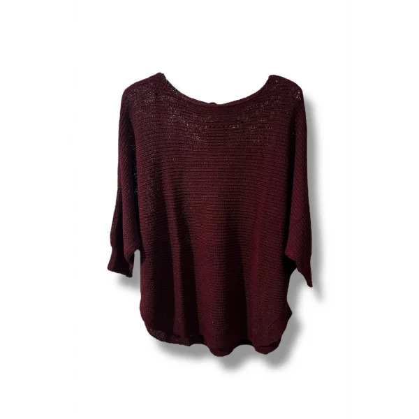 Kadın Merserize Triko Bluz Oversize Salaş Kalıp 38-52 Beden Uyumlu-Bordo