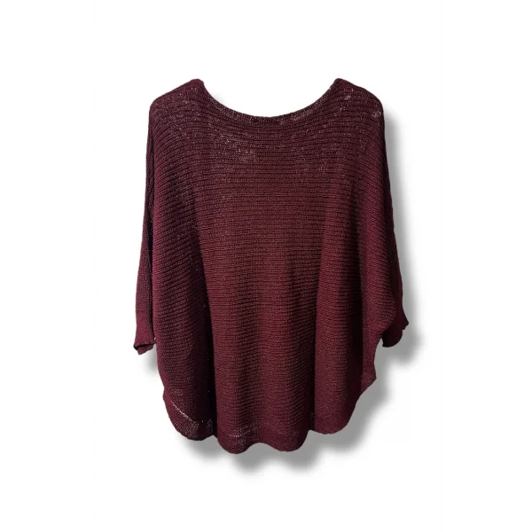 Kadın Merserize Triko Bluz Oversize Salaş Kalıp 38-52 Beden Uyumlu-Bordo