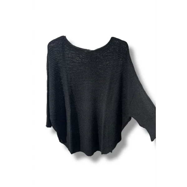 Kadın Merserize Triko Bluz Oversize Salaş Kalıp 38-52 Beden Uyumlu-Siyah