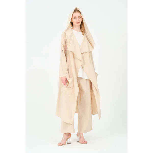 kapüşonlu kimono pantolon takım