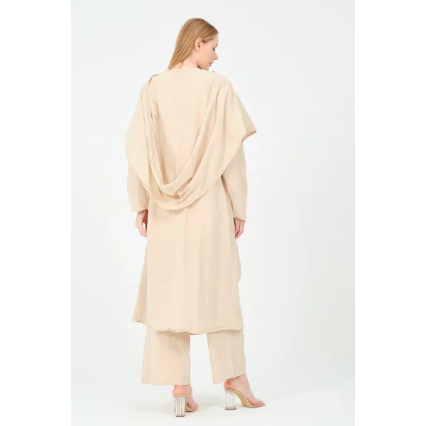 kapüşonlu kimono pantolon takım