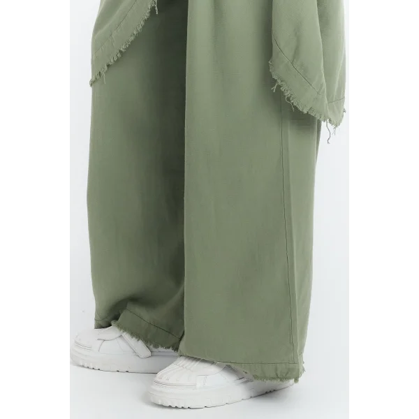 Keten düğmeli oversize italyan ikili takım-Haki