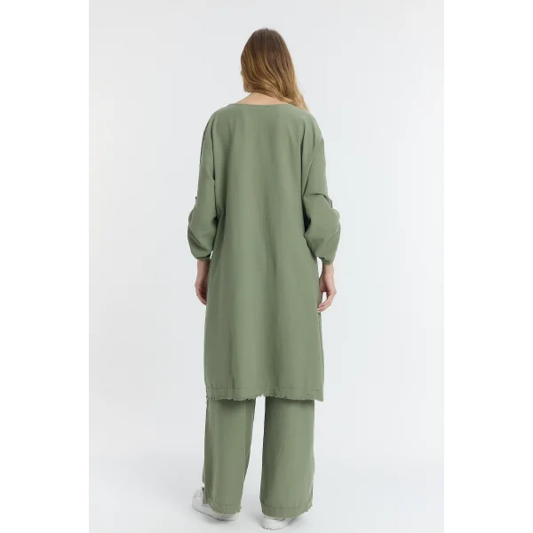Keten düğmeli oversize italyan ikili takım-Haki