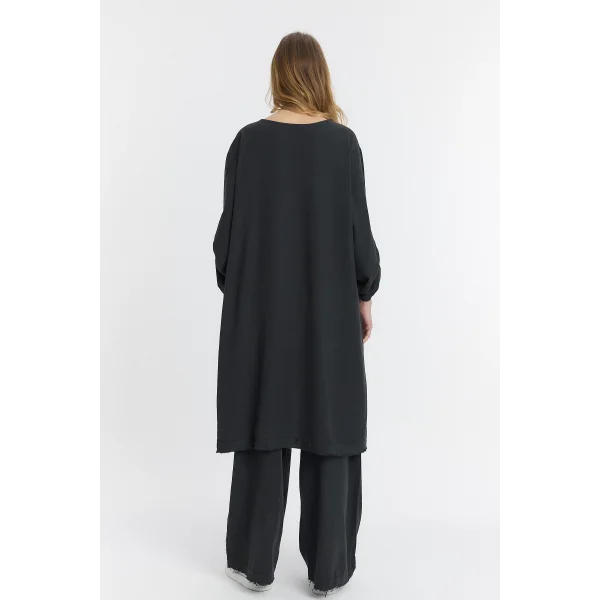 Keten düğmeli oversize italyan ikili takım-Siyah