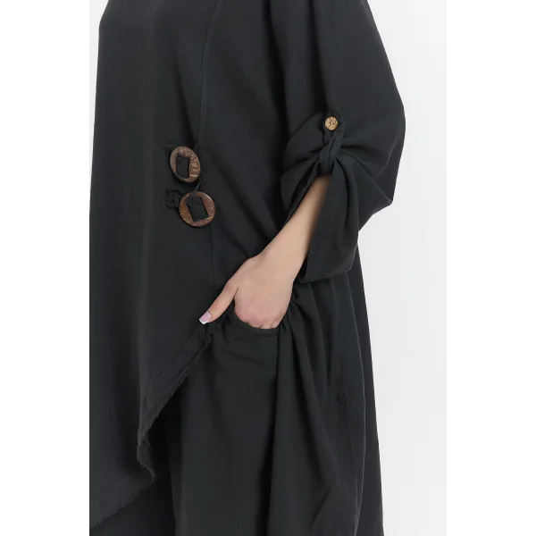 Keten düğmeli oversize italyan ikili takım-Siyah