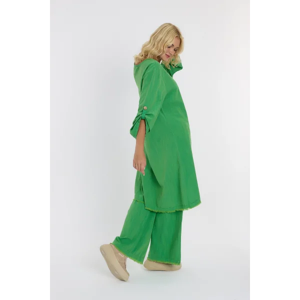 Keten düğmeli oversize italyan ikili takım-Yeşil