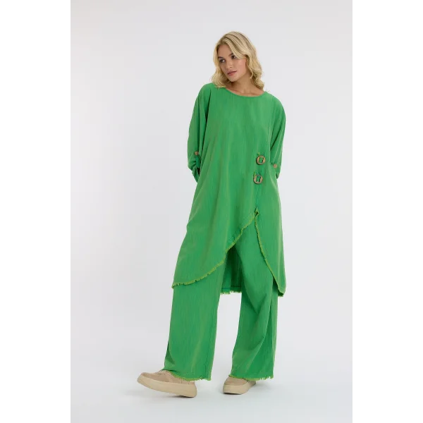 Keten düğmeli oversize italyan ikili takım-Yeşil