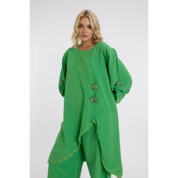 Keten düğmeli oversize italyan ikili takım-Yeşil