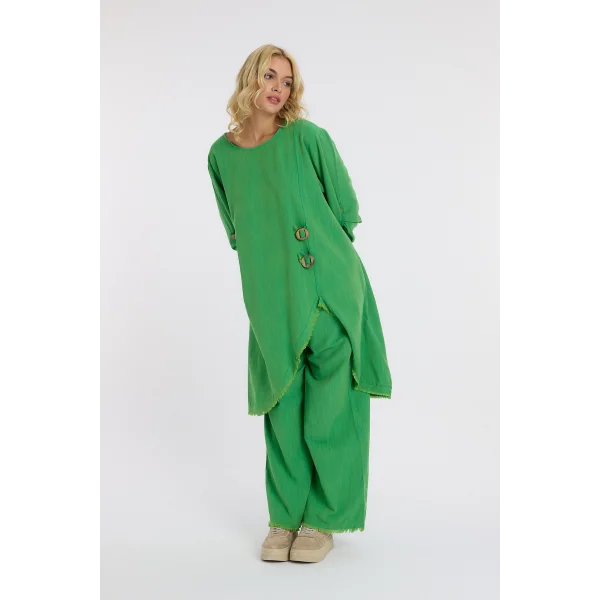 Keten düğmeli oversize italyan ikili takım-Yeşil