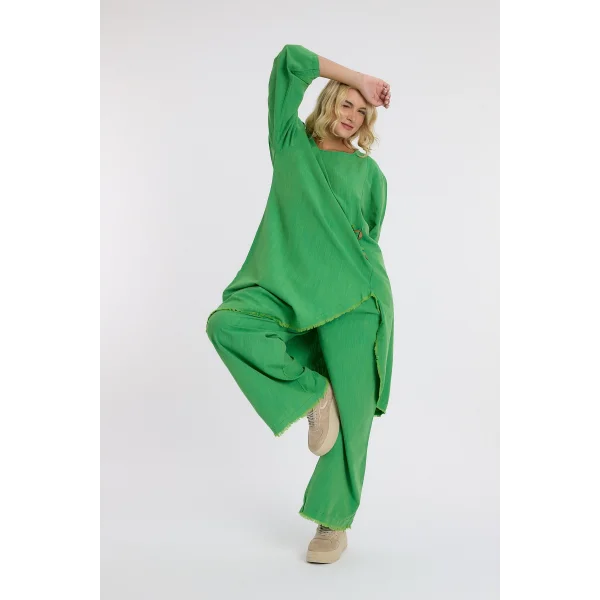 Keten düğmeli oversize italyan ikili takım-Yeşil