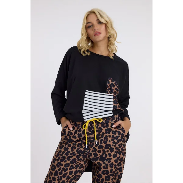 Leopar desen cep detaylı takım