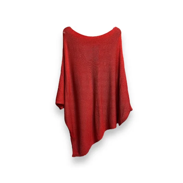 Merserize oversize asimetrik tek cepli triko-Kırmızı