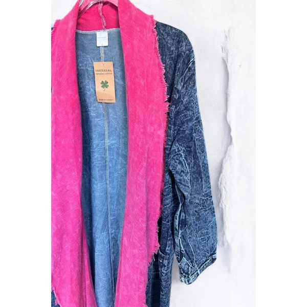 Pamuk Garnili Kot Kaftan-Fuşya