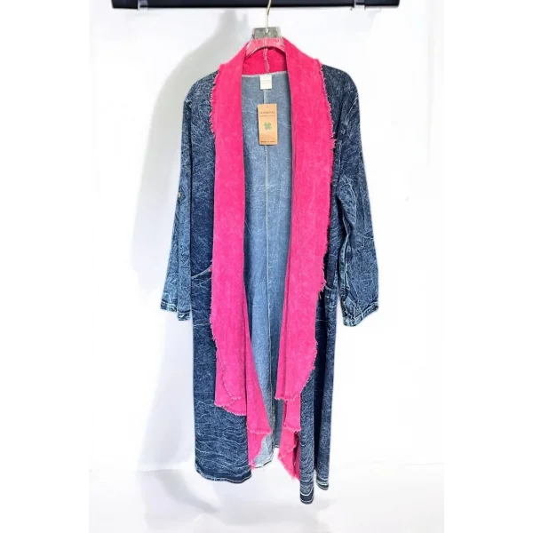 Pamuk Garnili Kot Kaftan-Fuşya