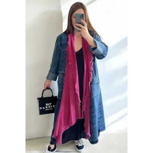 Pamuk Garnili Kot Kaftan-Fuşya