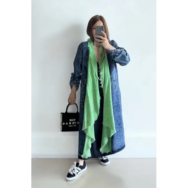 Pamuk Garnili Kot Kaftan-Yeşil