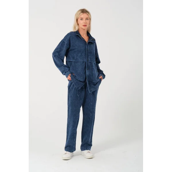 Pamuklu Ceket Spor Takım-Mavi