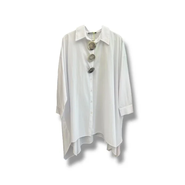 Sardunya oversize uzun tunik gömlek-Beyaz