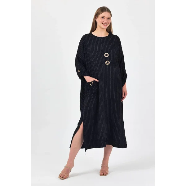 Tencel tokalı kadın elbise-siyah
