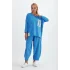 Denim cepli oversize takım-Mavi