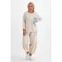 Denim cepli oversize takım-Bej