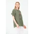 Kadın %100 Pamuklu T-Shirt (Kolye Hediyeli)-Haki