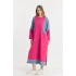 Kot parçalı oversize elbise-Pembe