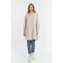 Şili çiçek figürlü oversize kadın gömlek-Bej