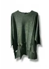 %100 Pamuk Triko Tunik Bluz– 38-52 Beden Uyumlu -Haki