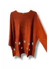 %100 Pamuk Triko Tunik Bluz– 38-52 Beden Uyumlu -Kiremit