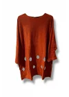 %100 Pamuk Triko Tunik Bluz– 38-52 Beden Uyumlu -Kiremit