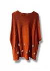 %100 Pamuk Triko Tunik Bluz– 38-52 Beden Uyumlu -Kiremit