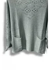 Oversize Merserize Triko Cepli ve Ajurlu Tasarım Bluz- 38-52 Beden Arası Uyumlu