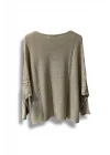 Oversize Merserize Triko Cepli ve Ajurlu Tasarım Bluz- 38-52 Beden Arası Uyumlu